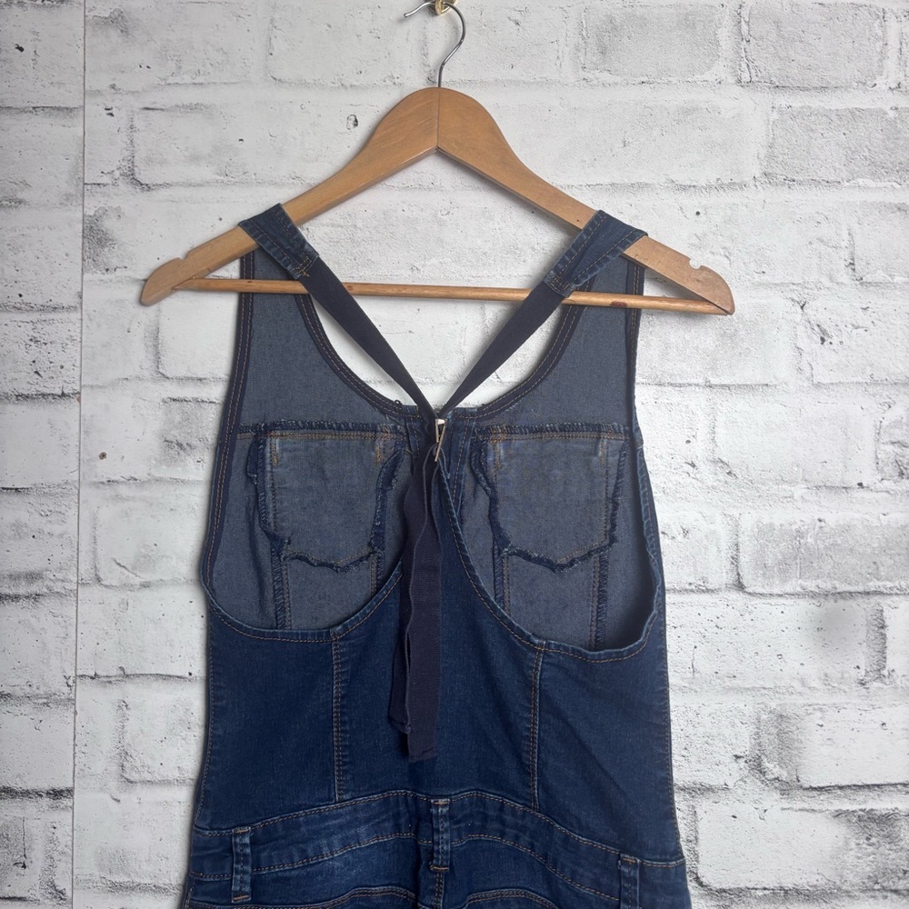 Bluenotes Denim Overalls Jumpsuit Zip Front Fitted Dark Wash - Size Small - Picture 5 of 12